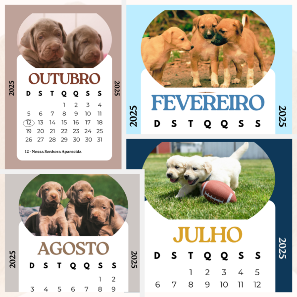 Calendário Cachorrinhos 2025 (Arquivo Digital em PDF) - Image 2