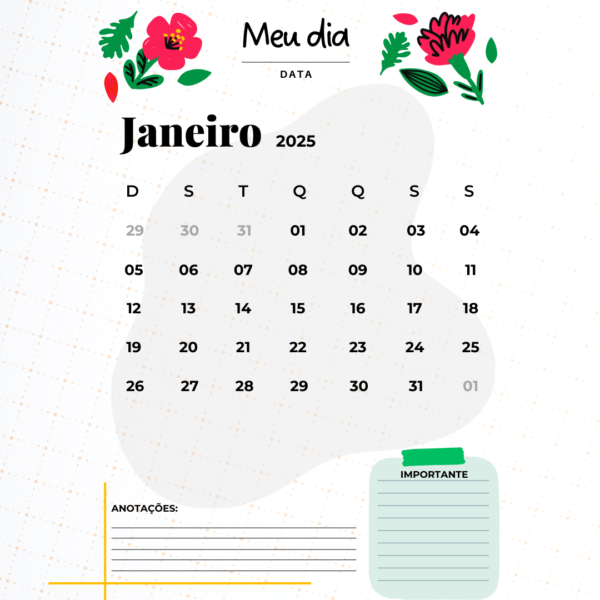 Baixe Grátis - Calendário de Anotações (Arquivo Digital em PDF) - Image 2