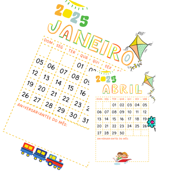 Calendário Escolar Infantil (Arquivo Digital em PDF)