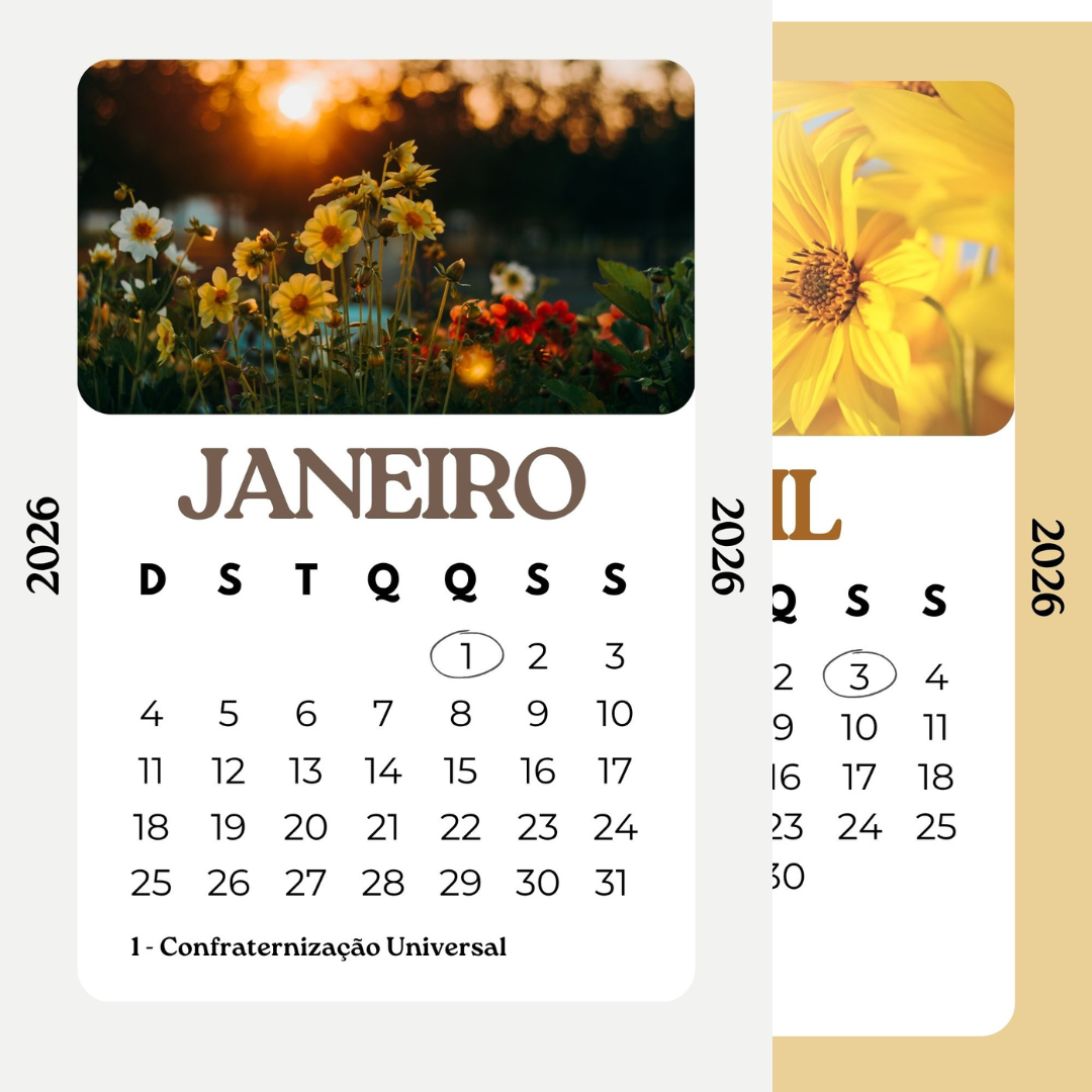 Calendário Flores 2026 (Arquivo Digital em PDF) - Imagem 2